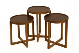 Hanah Home Milas 3 - Walnut v2 Juego de Mesas Apilables de 3 Piezas Nogal